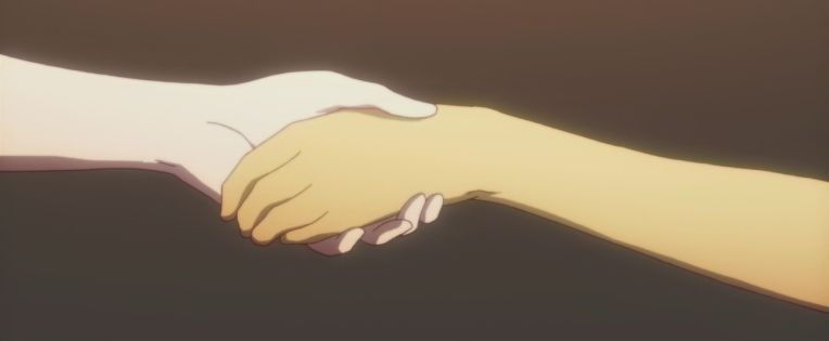 Hitagi's and Araragi's hands