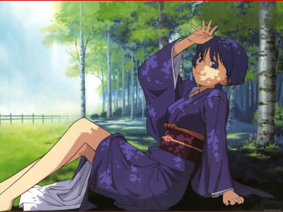 Aoi sitting in the shade