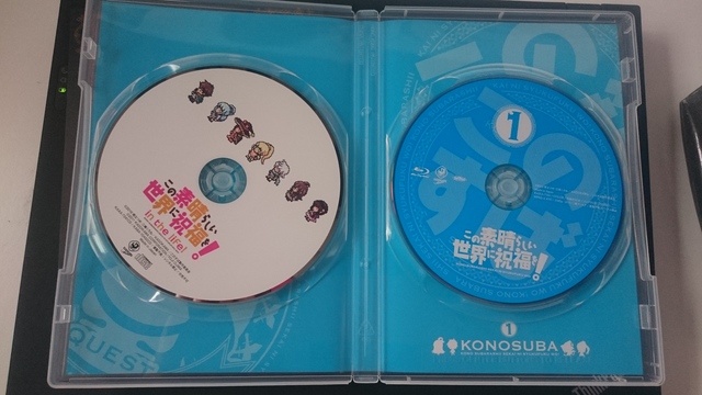 Konosuba game and Blu-ray disc