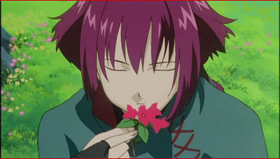 Chloe in Episode 12, smelling flowers